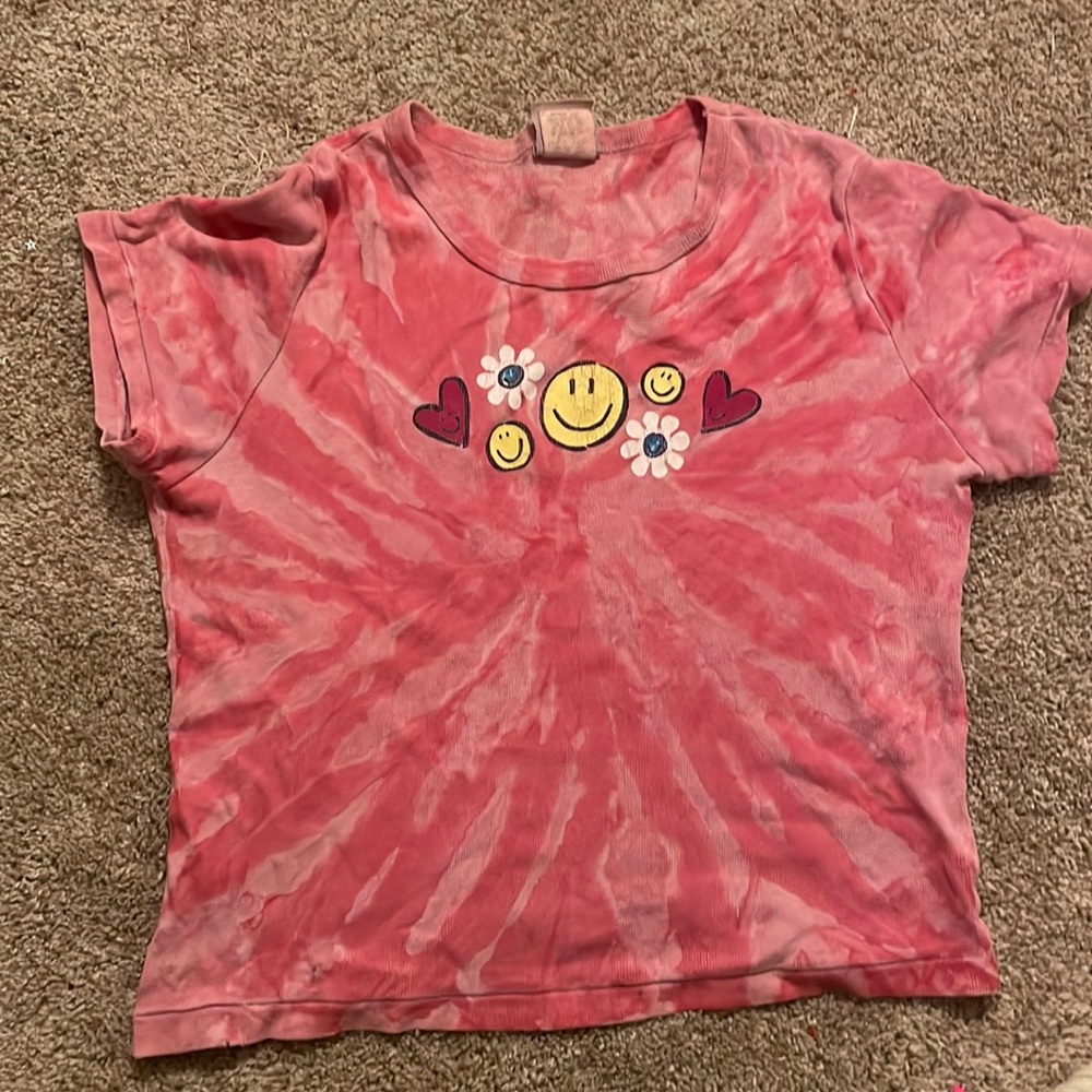 Vintage pink tie dye crop top